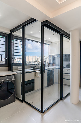 80㎡奶油风二居室，阳台爆改开放式厨房装修图大全